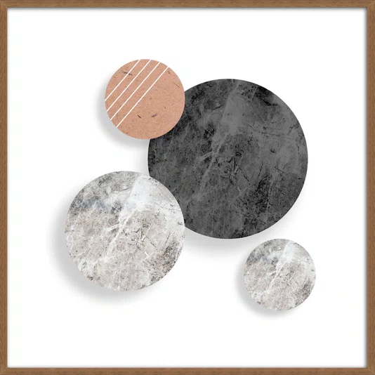 Quadro Decorativo Abstrato Círculos Modernos com Moldura e Vidro