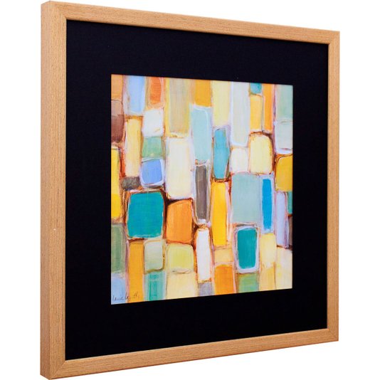 Quadro Decorativo Abstrato Colorido com Moldura Rústica 45x45cm
