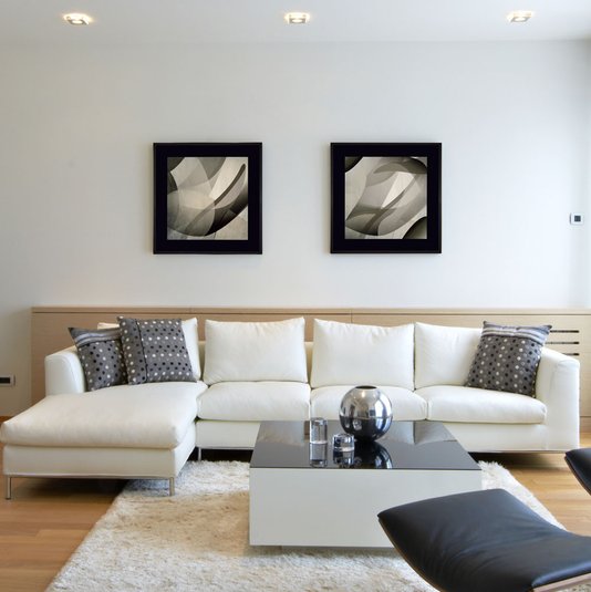 Quadro Decorativo Abstrato com Moldura Laca e Margem Preta I