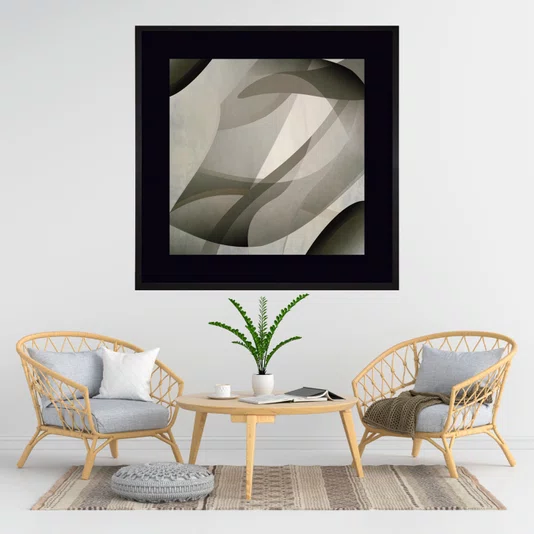 Quadro Decorativo Abstrato com Moldura Laca e Margem Preta I