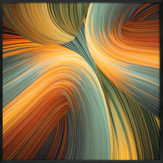 Quadro Decorativo Abstrato Fluido em Cores Vibrantes com Moldura e Vidro