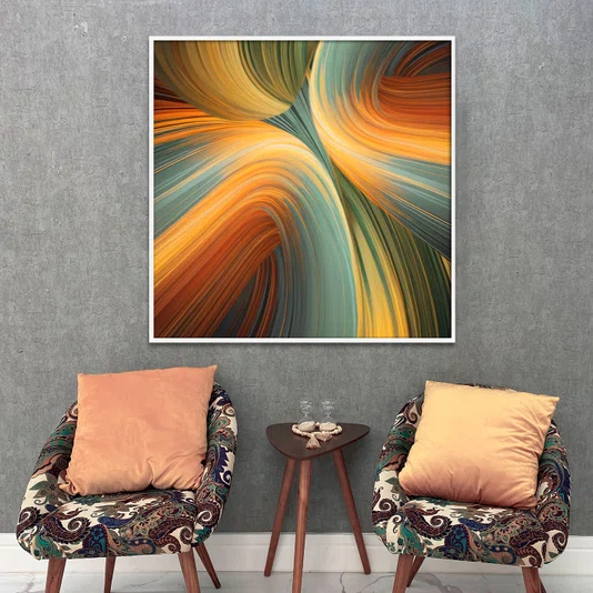 Quadro Decorativo Abstrato Fluido em Cores Vibrantes com Moldura e Vidro