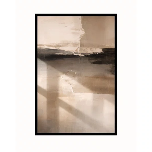 Quadro Decorativo Abstrato Neutro em Paleta Terrosa Bege, Marrom e Cinza