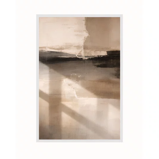 Quadro Decorativo Abstrato Neutro em Paleta Terrosa Bege, Marrom e Cinza