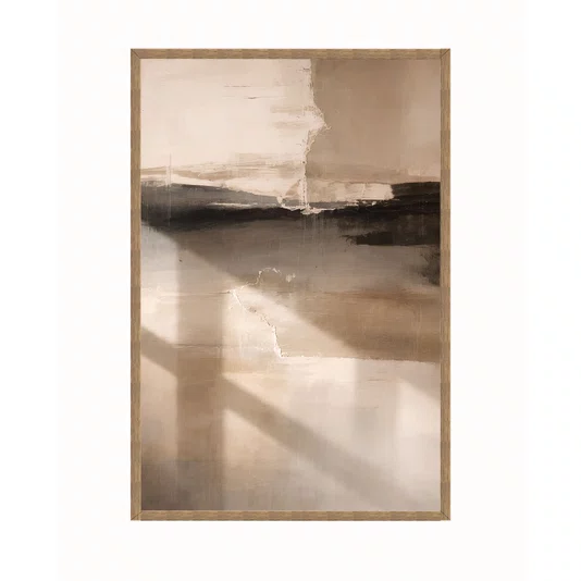 Quadro Decorativo Abstrato Neutro em Paleta Terrosa Bege, Marrom e Cinza