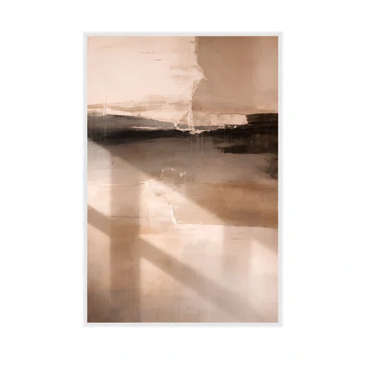 Quadro Decorativo Abstrato Neutro em Paleta Terrosa Bege, Marrom e Cinza