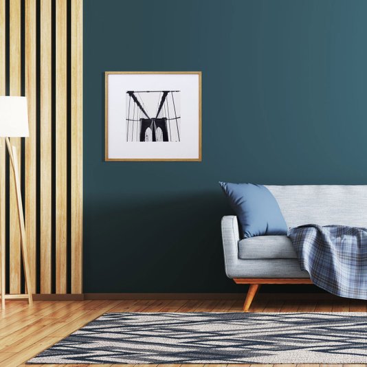 Quadro Decorativo Arquitetônico com Moldura na Cor Carvalho Ponte do Brooklyn 50x50cm