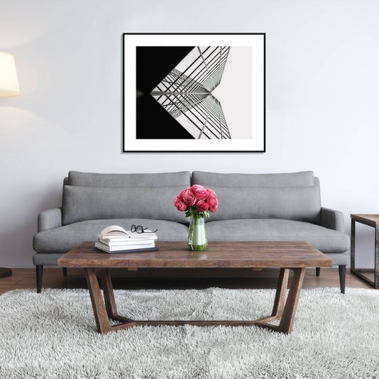 Quadro Decorativo Arquitetônico com Moldura Preta Fachada de Prédio 80x60cm