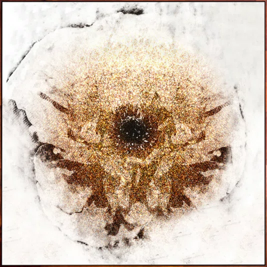 Quadro Decorativo Arte Abstrata Dourada Radiante Decoração Moderna 120x120 cm