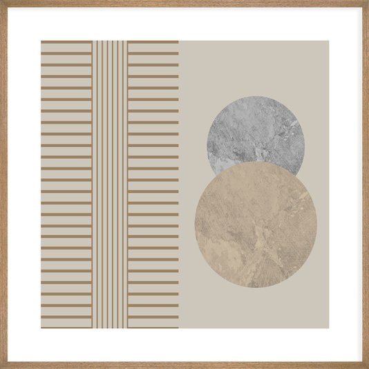 Quadro Decorativo Geométrico Arte Moderna com Círculos em Fundo Nude