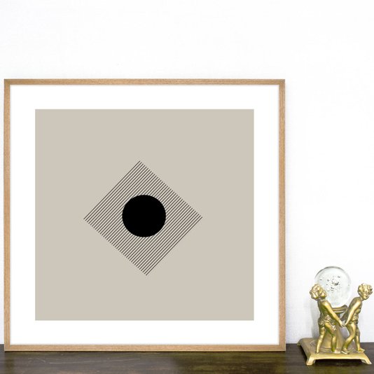 Quadro Decorativo Arte Moderna Geométrica com Fundo Nude Escolha o Tamanho