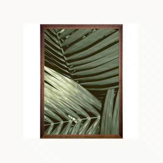 Quadro Decorativo Botânico Folhas de Palmeira com Moldura Chanfrada 95x145 cm