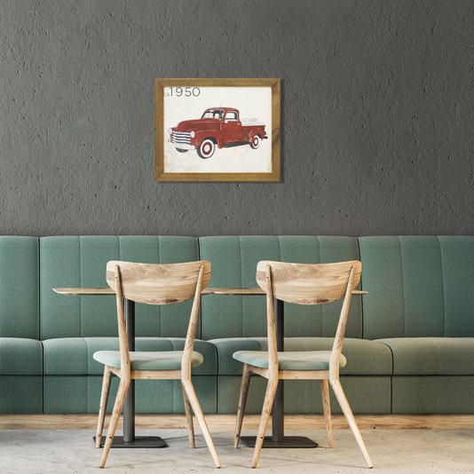 Quadro Decorativo Carro Antigo Vermelho de 1950 - 40x30cm