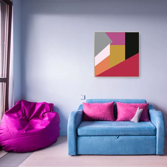 Quadro Decorativo Colorido Arte Geométrica 70x70 cm