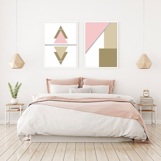 Quadro Decorativo Colorido Rosê Arte Geométrica 50x70 cm