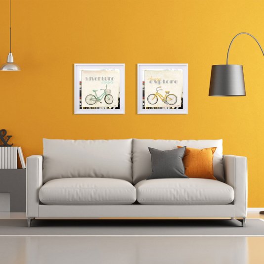 Quadro Decorativo com Espelho Bicicleta e Frase 50x50 cm