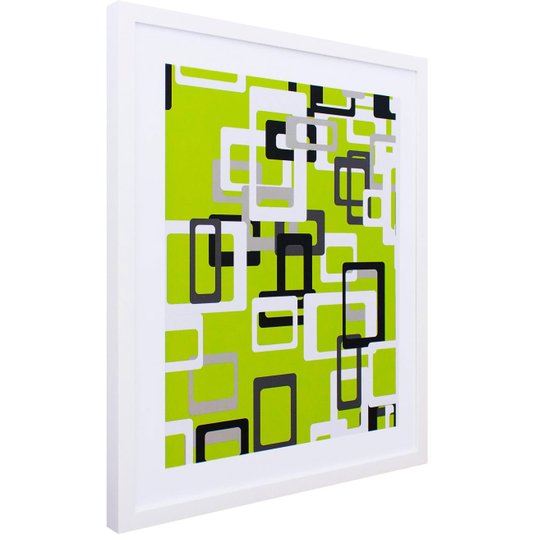 Quadro Decorativo com Impressão Personalizada Retângulos em Fundo Verde 50x60cm