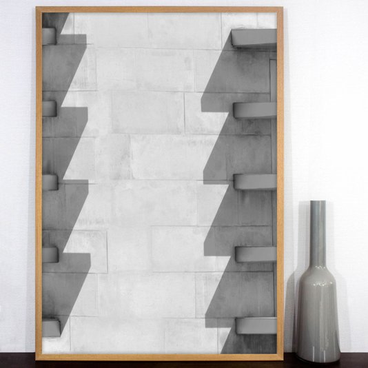 Quadro Decorativo com Moldura Arquitetura em Preto e Branco 60x80 cm