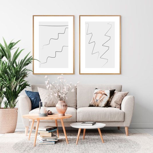 Quadro Decorativo com Moldura Arte Moderna Traços Abstratos - Escolha o Tamanho