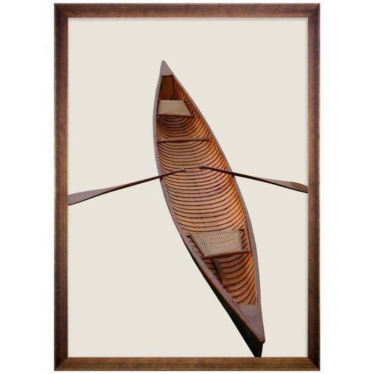 Quadro Decorativo Imagem Canoa com Moldura Chanfrada Marrom - Escolha o Tamanho