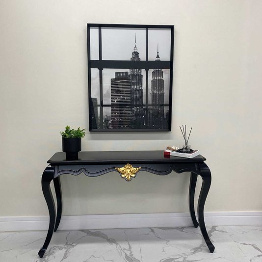 Quadro Decorativo com Moldura Chanfrada Paisagem Urbana em Preto e Branco - Escolha o Tamanho