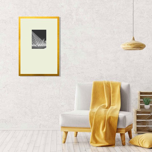 Quadro Decorativo com Moldura Dourada Arquitetura Museu do Louvre 40x60cm