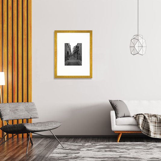 Quadro Decorativo com Moldura Dourada Centro Comercial na China 30x40cm