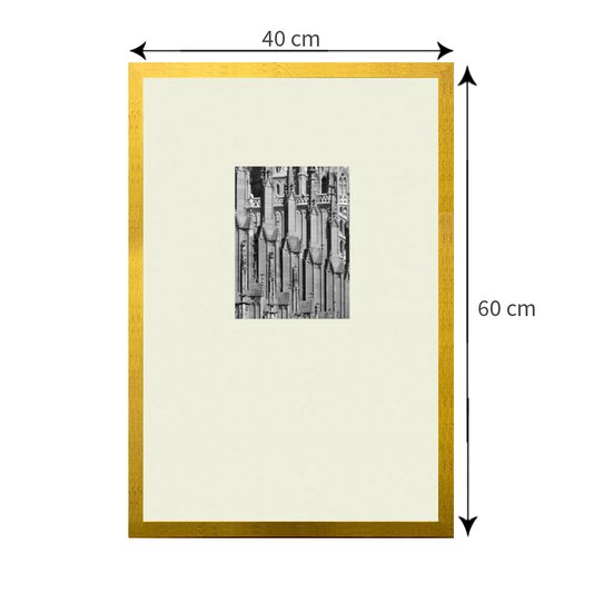 Quadro Decorativo com Moldura Dourada Igreja de Ulm em Preto e Branco 40x60cm
