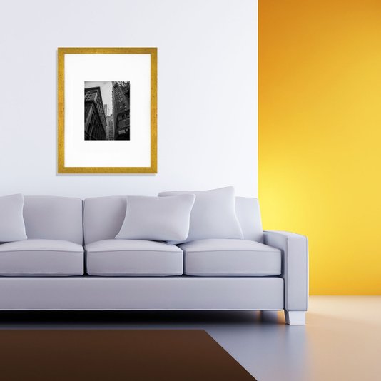 Quadro Decorativo com Moldura Dourada Prédios Centro de Nova York 30x40cm