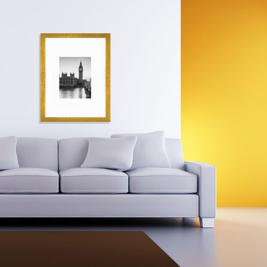 Quadro Decorativo com Moldura Dourada Relógio Big Ben 30x40cm