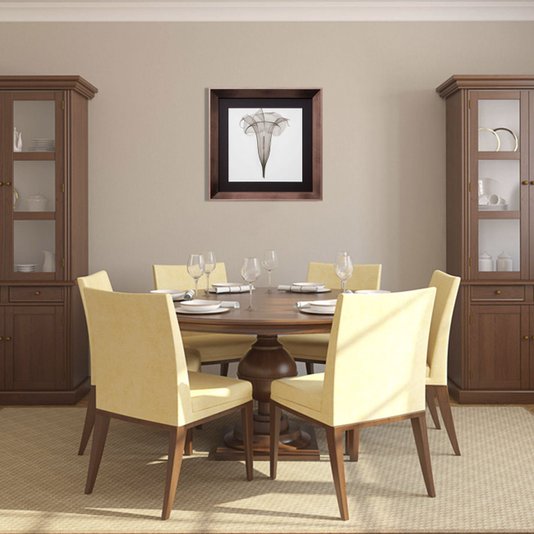 Quadro Decorativo com Moldura na Cor Bronze Flor Raio-X em Preto e Branco II 40x40cm