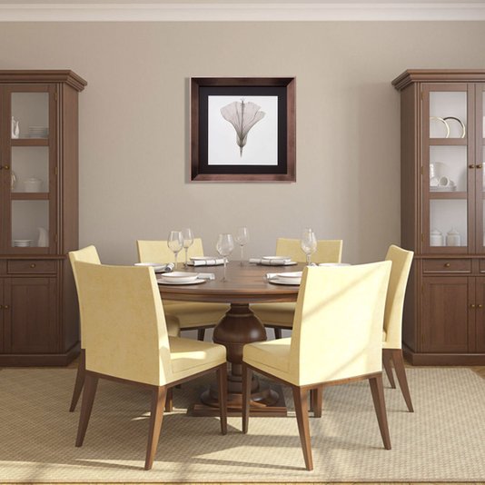 Quadro Decorativo com Moldura na Cor Bronze Flor Raio-X em Preto e Branco IV 40x40cm
