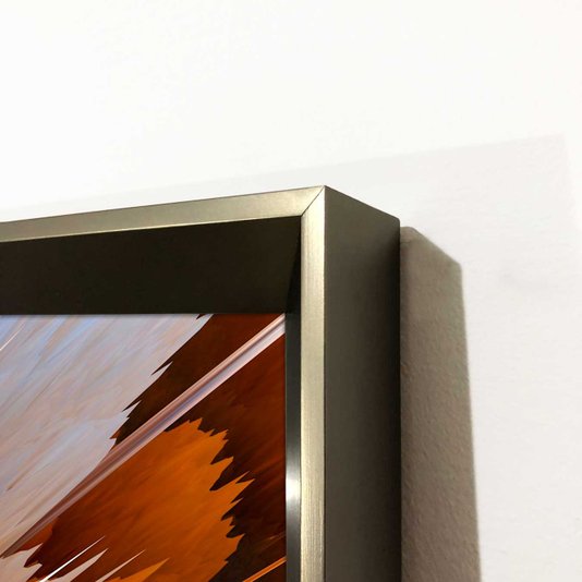 Quadro Decorativo com Moldura Prata Chanfrada Arte Abstrata Moderna
