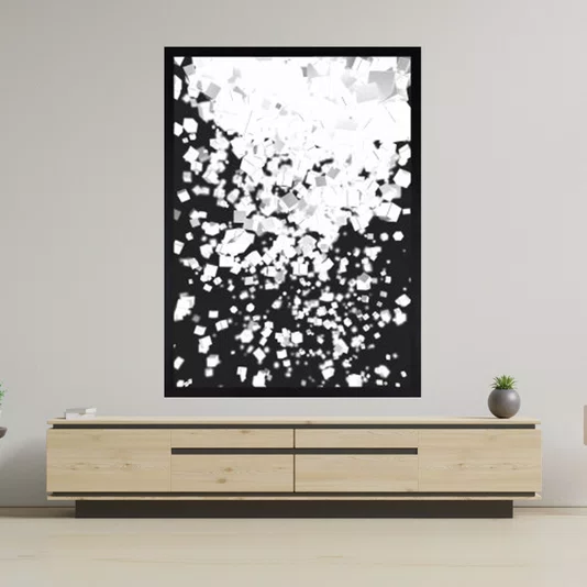 Quadro Decorativo com Moldura Preta Arte Abstrata em Preto e Branco II