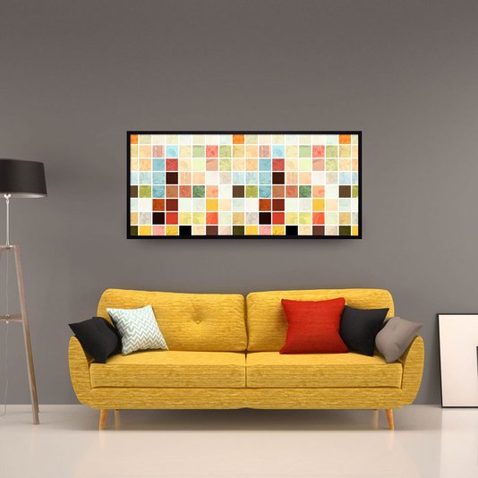 Quadro Decorativo com Moldura Preta Arte Geométrica com Ilustração - Qualidade sem Igual