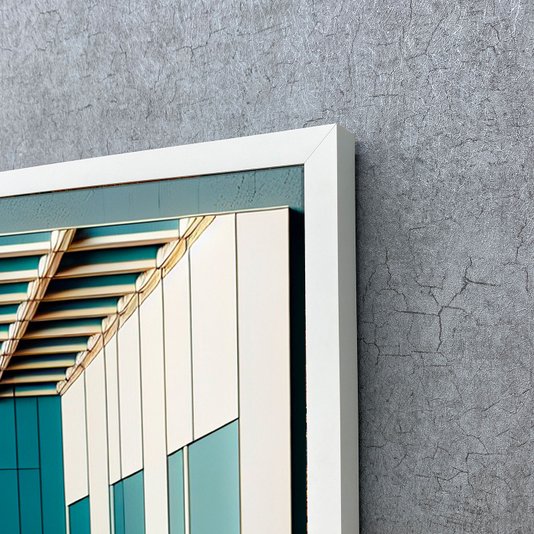 Quadro Decorativo com Moldura Branca Arte Geométrica Moderna da Santa Ceia