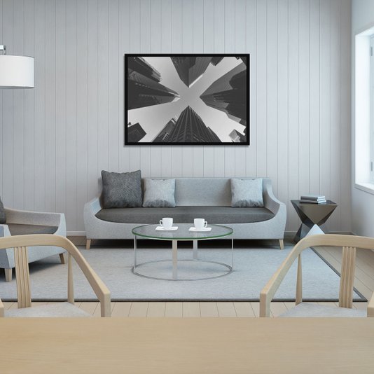 Quadro Decorativo com Moldura Preta Edifícios Arquitetura Moderna 70x50cm