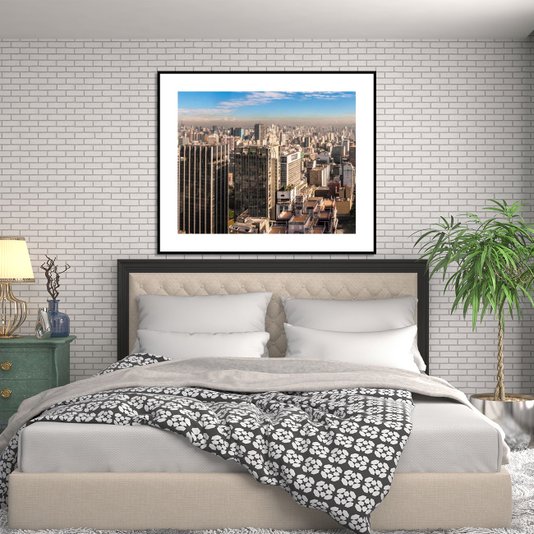 Quadro Decorativo com Moldura Preta Paisagem Urbana 120x100cm