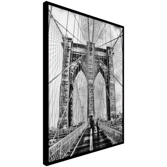 Quadro Decorativo com Moldura Preta Ponte do Brooklyn em Nova Iorque
