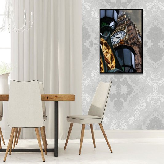 Quadro Decorativo com Moldura Preta Relógio Big Ben - Qualidade e Sofisticação