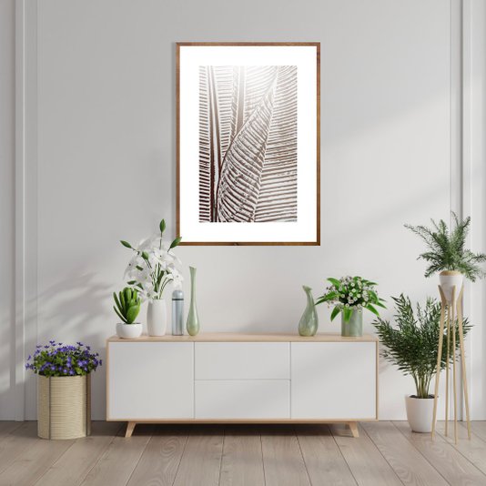 Quadro Decorativo com Moldura Rústica Arte Folha de Bananeira