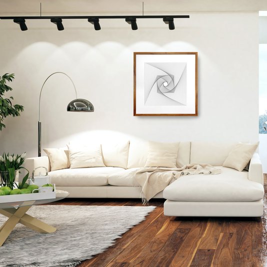 Quadro Decorativo com Moldura Rústica Arte Geométrica Desenho a Lápis