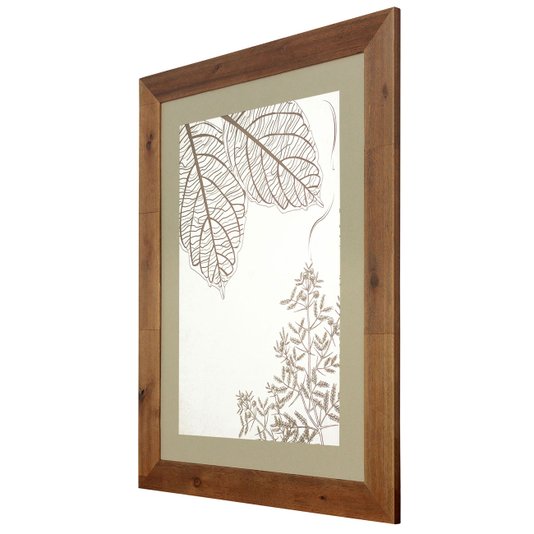 Quadro Decorativo com Moldura Rústica Desenho Floral em Tom Sépia 60x80cm