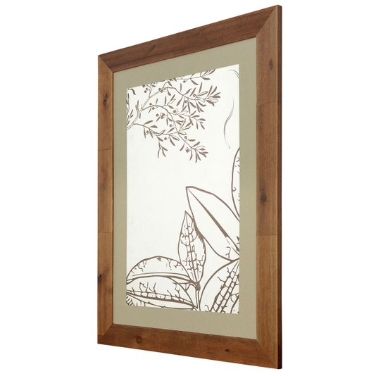 Quadro Decorativo com Moldura Rústica Floral em Tom Sépia 60x80cm