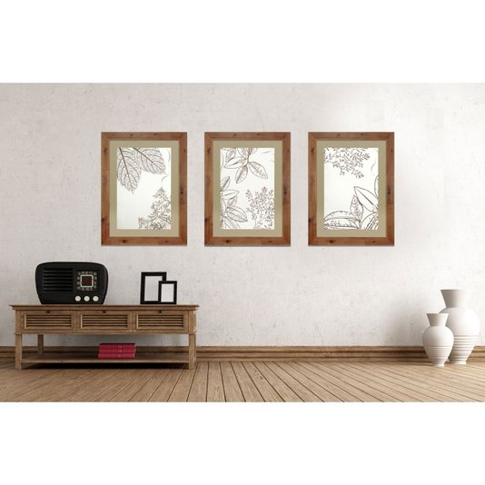 Quadro Decorativo com Moldura Rústica Floral em Tom Sépia 60x80cm