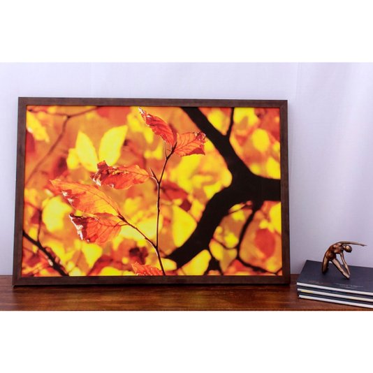 Quadro Decorativo com Moldura Rústica Folhagem de Outono 90x60cm