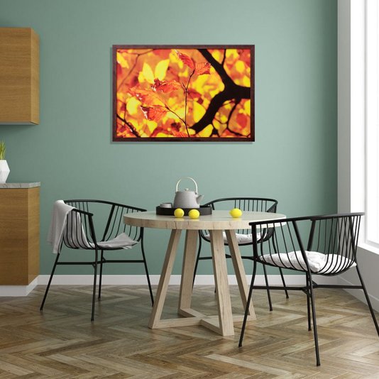 Quadro Decorativo com Moldura Rústica Folhagem de Outono 90x60cm