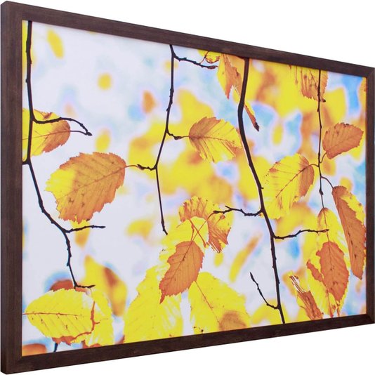 Quadro Decorativo com Moldura Rústica Folhas Amarelas 90x60cm