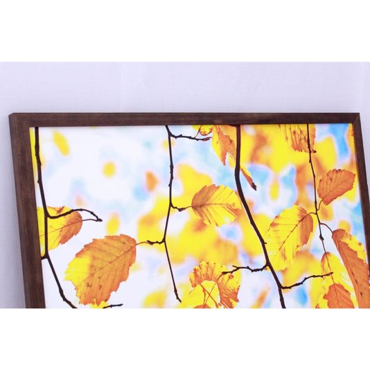 Quadro Decorativo com Moldura Rústica Folhas Amarelas 90x60cm