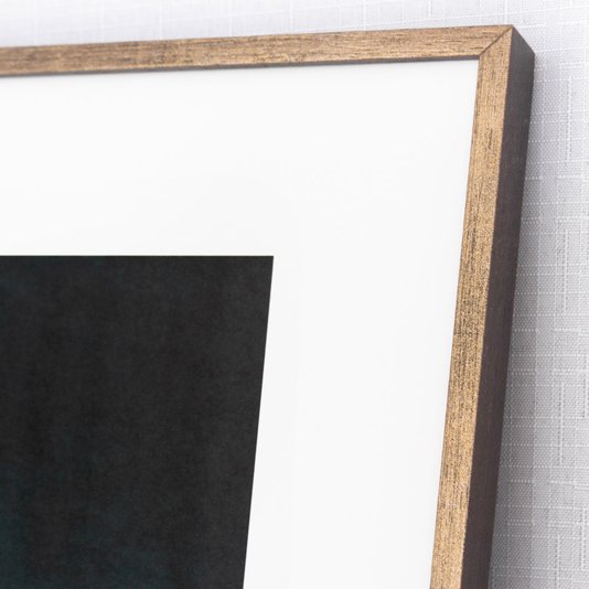 Quadro Decorativo com Moldura Bronze Mapa na Cor Marrom 90x60cm